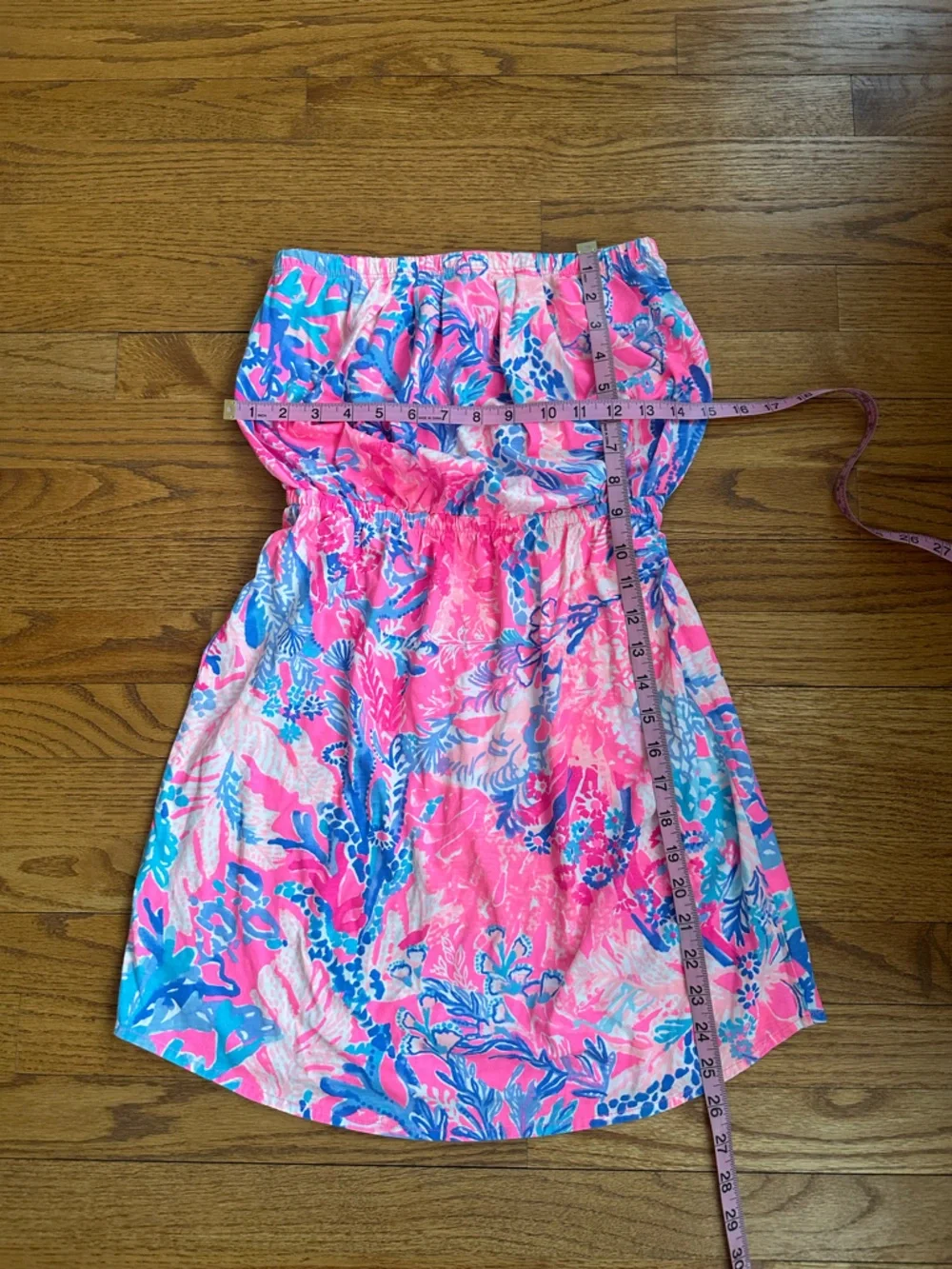 💙💕Lilly Pulitzer Pink Blue Strapless Light Paschs Aquadesiac Print Dress S💙💕 - Picture 8 of 11